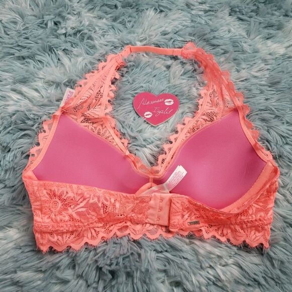 VS Pink Date Orange Lightly Lined Halter Bra Small - Picture 2 of 4